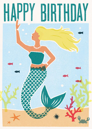 Happy Birthday: Mermaid, Greeting Card by Happy Birthday  - Thumbnail