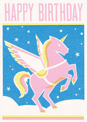 Happy Birthday: Unicorn, Greeting Card by Happy Birthday  - Thumbnail