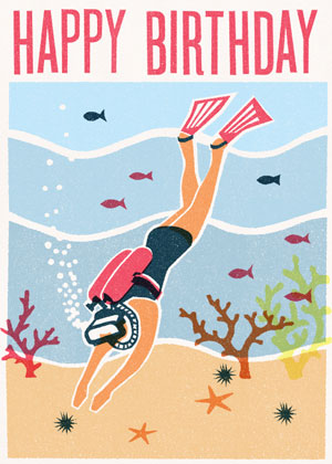 Happy Birthday: Diver, Greeting Card by Happy Birthday  - Thumbnail
