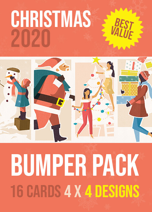 XMAS 2020 Bumper Pack 4 x 4 Designs, Greeting Card by Christmas / Xmas  - Thumbnail